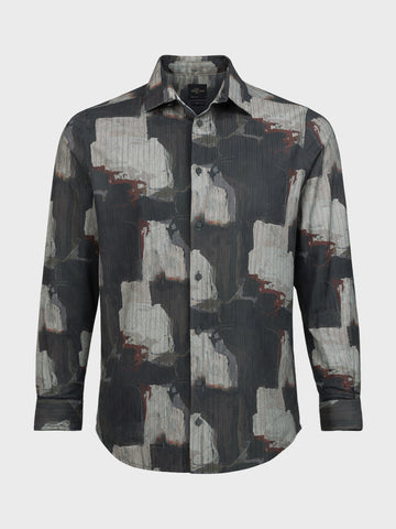 Men's Brown Slim Fit Printed Casual Shirt