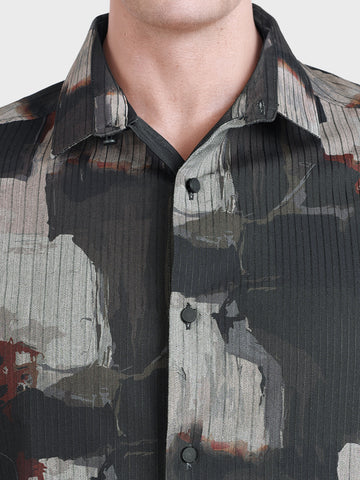 Men's Brown Slim Fit Printed Casual Shirt