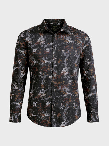 Men's Brown Slim Fit Printed Casual Shirt