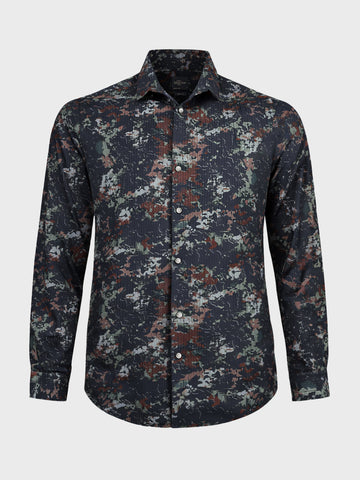 Men's Green Slim Fit Printed Casual Shirt