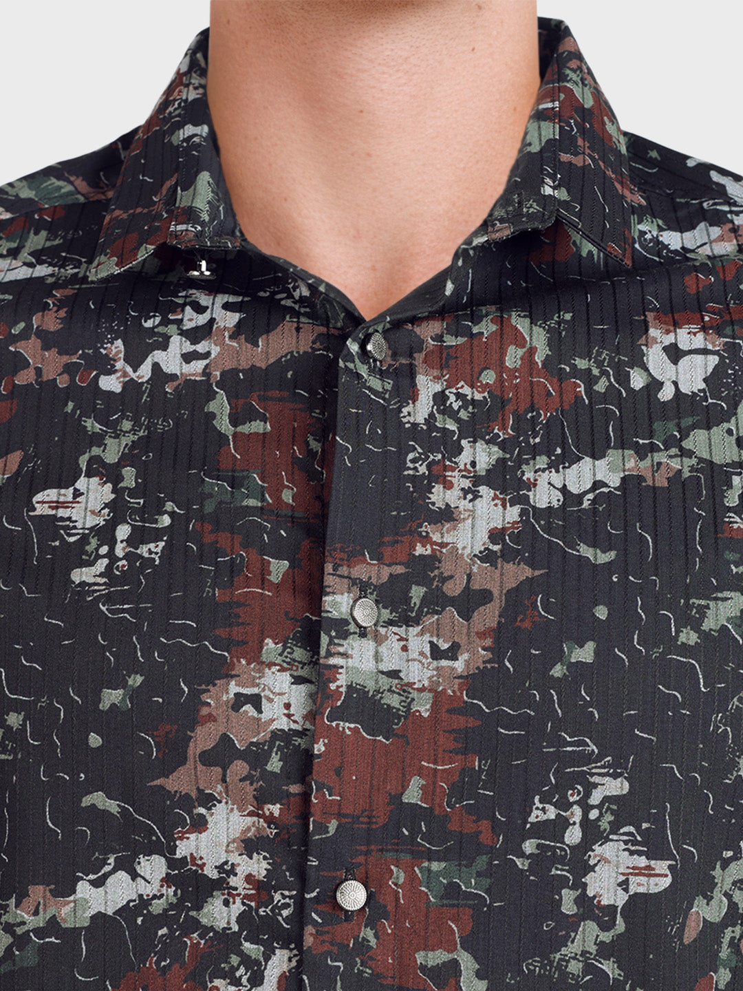 Men's Green Slim Fit Printed Casual Shirt