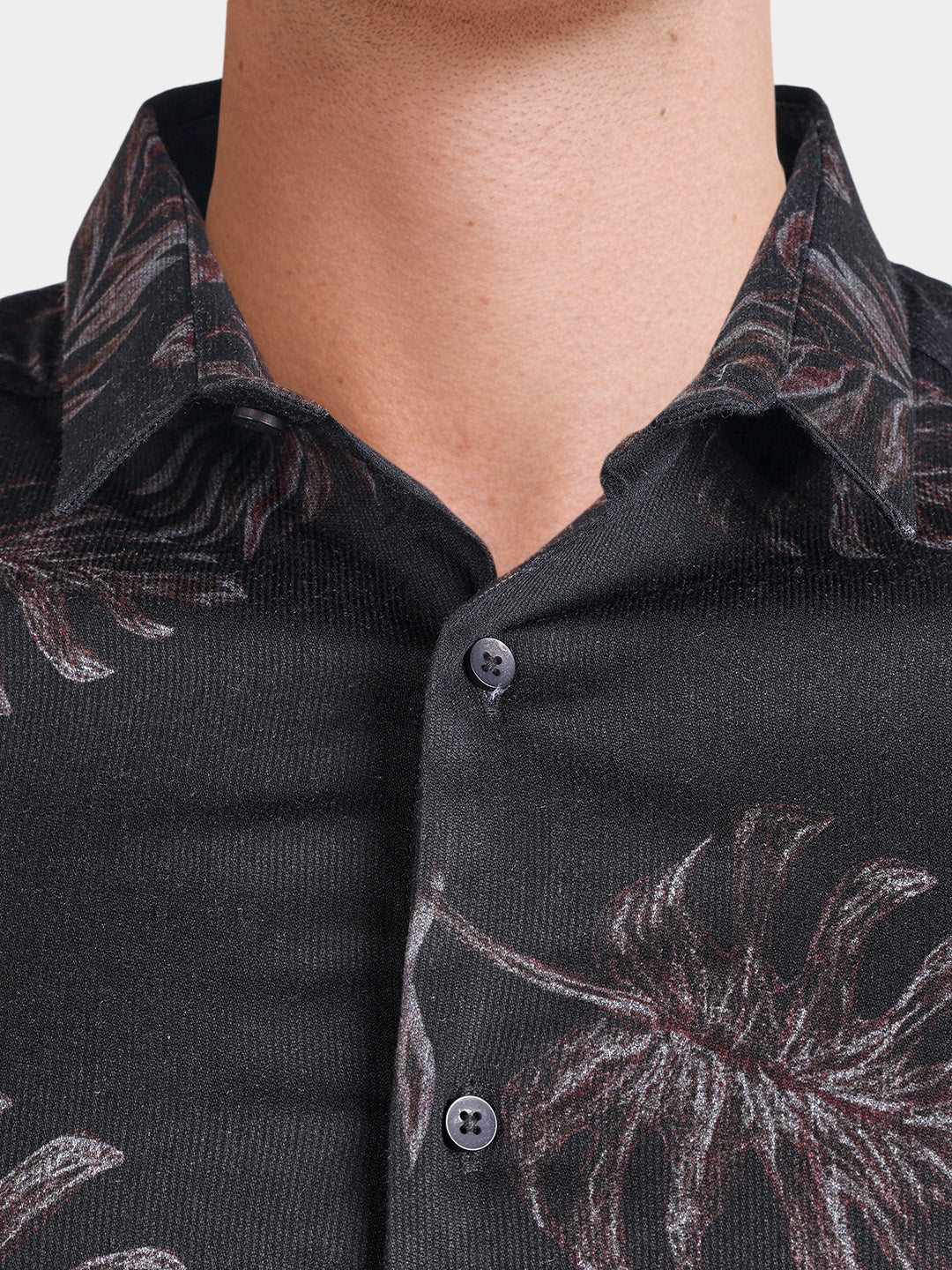 Men's Black Slim Fit Printed Casual Shirt