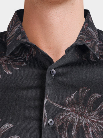 Men's Black Slim Fit Printed Casual Shirt