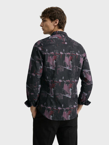 Men's Pink Slim Fit Printed Casual Shirt