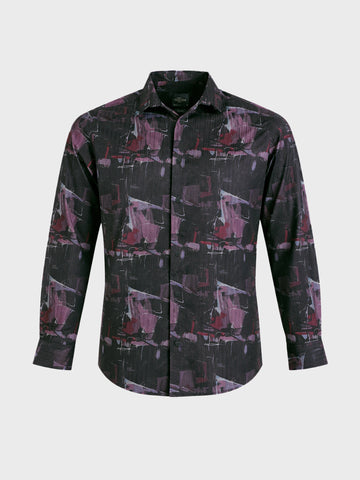 Men's Pink Slim Fit Printed Casual Shirt