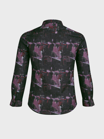 Men's Pink Slim Fit Printed Casual Shirt