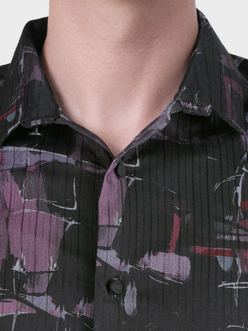 Men's Pink Slim Fit Printed Casual Shirt