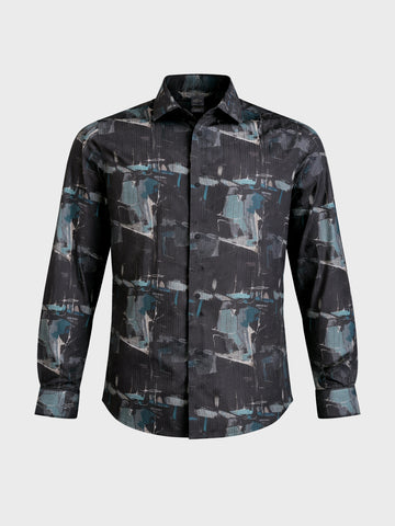 Men's Green Slim Fit Printed Casual Shirt