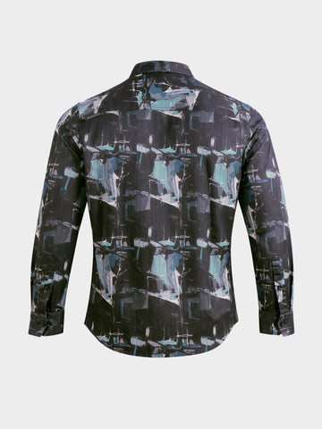 Men's Green Slim Fit Printed Casual Shirt