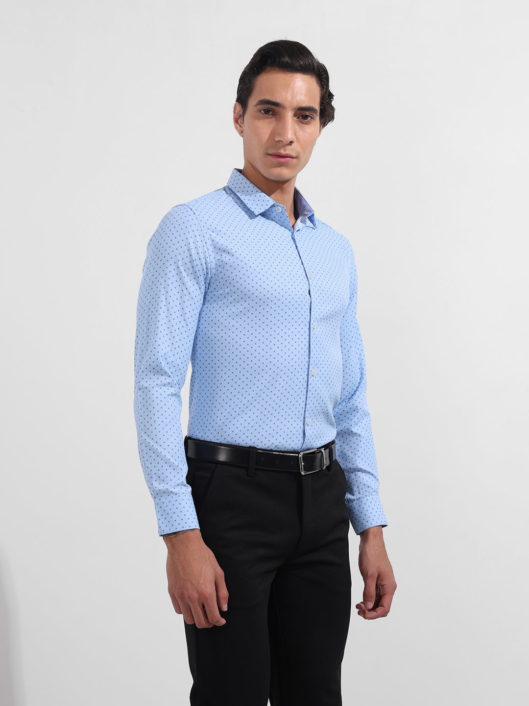 Men's Blue Slim Fit Ditsy Formal Shirt