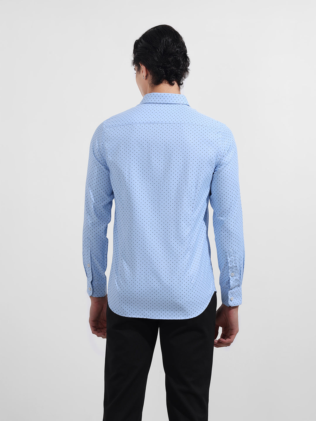 Men's Blue Slim Fit Ditsy Formal Shirt