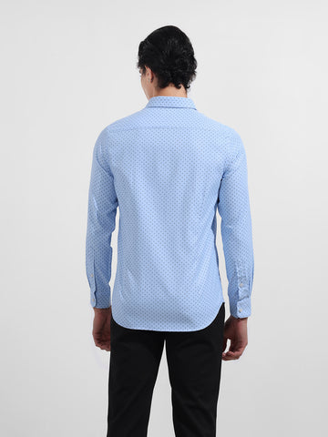 Men's Blue Slim Fit Ditsy Formal Shirt