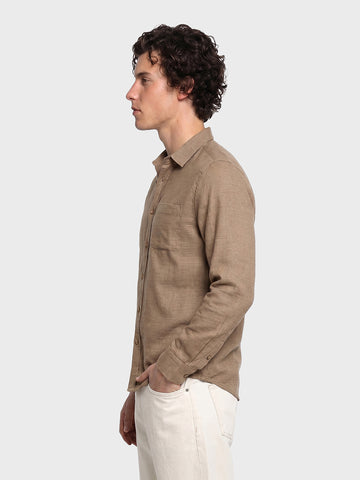 Men's Khaki Slim Fit Solid Casual Shirt