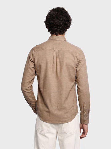 Men's Khaki Slim Fit Solid Casual Shirt