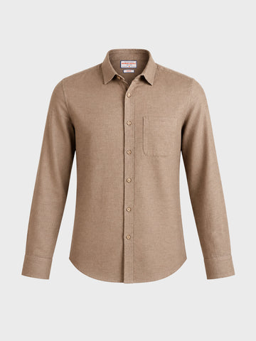 Men's Khaki Slim Fit Solid Casual Shirt
