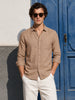 Men's Khaki Slim Fit Solid Casual Shirt