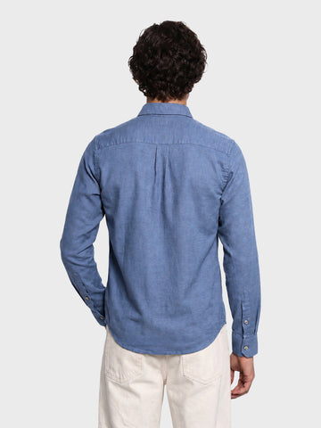 Men's Blue Slim Fit Solid Casual Shirt
