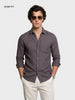 Men's Grey Slim Fit Solid Casual Shirt