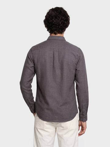 Men's Grey Slim Fit Solid Casual Shirt