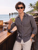Men's Grey Slim Fit Solid Casual Shirt