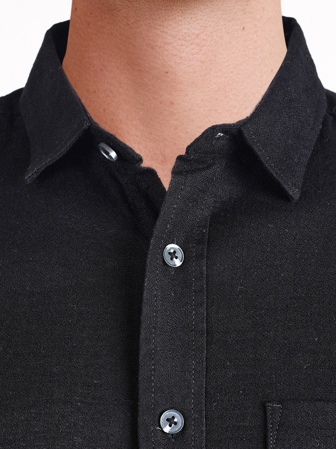 Men's Black Slim Fit Solid Casual Shirt