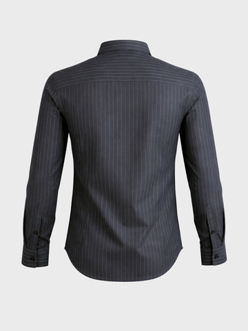 Men's Black Slim Fit Striped Casual Shirts