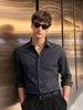 Men's Black Slim Fit Striped Casual Shirts