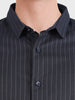 Men's Black Slim Fit Striped Casual Shirts