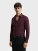 Men's Maroon Slim Fit Striped Casual Shirts