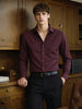 Men's Maroon Slim Fit Striped Casual Shirts