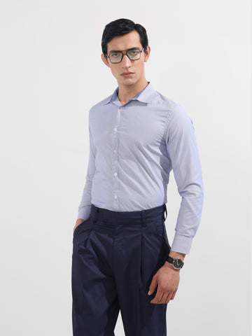 Men's Blue Slim Fit Vertical Stripes Formal Shirt