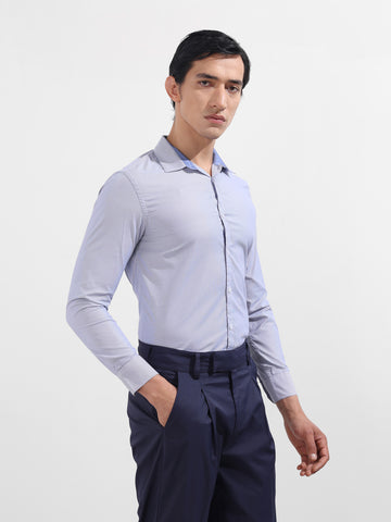 Men's Blue Slim Fit Vertical Stripes Formal Shirt