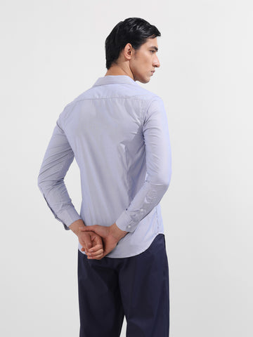 Men's Blue Slim Fit Vertical Stripes Formal Shirt