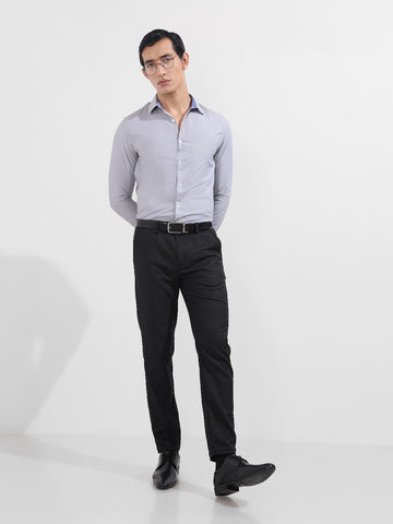 Men's Black Slim Fit Vertical Stripes Formal Shirt
