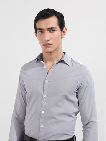 Men's Black Slim Fit Vertical Stripes Formal Shirt