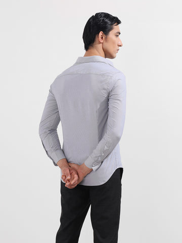 Men's Black Slim Fit Vertical Stripes Formal Shirt