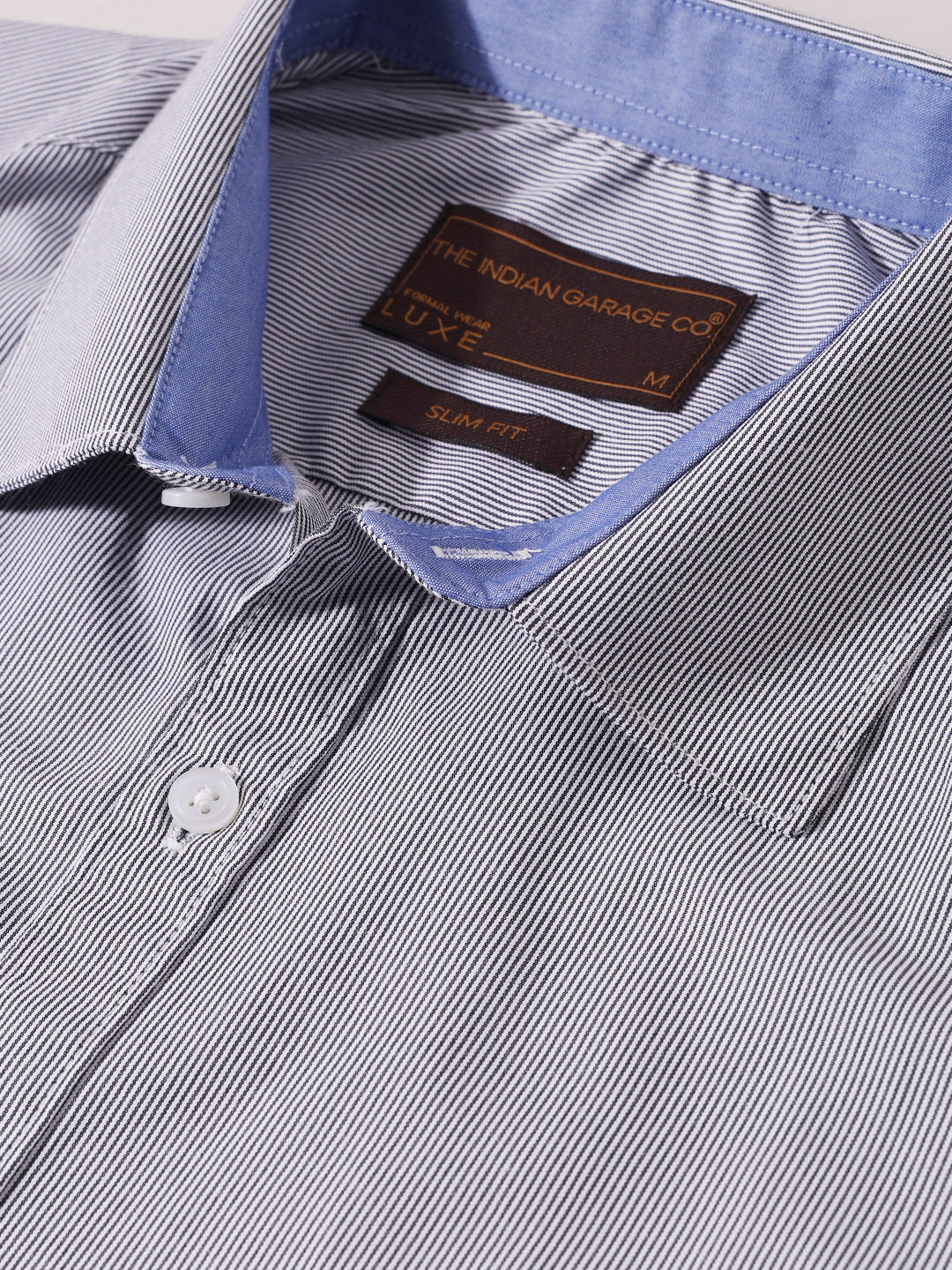 Men's Black Slim Fit Vertical Stripes Formal Shirt