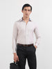 Men's Beige Slim Fit Vertical Stripes Formal Shirt