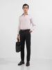 Men's Beige Slim Fit Vertical Stripes Formal Shirt