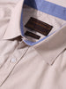 Men's Beige Slim Fit Vertical Stripes Formal Shirt