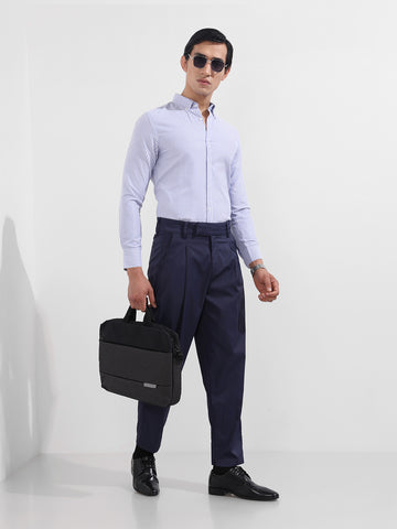 Men's Blue Slim Fit Vertical Stripes Formal Shirt