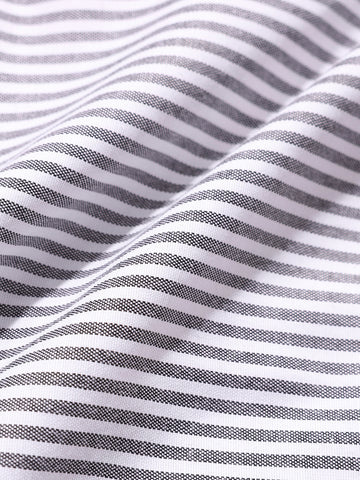 Men's Black Slim Fit Vertical Stripes Formal Shirt