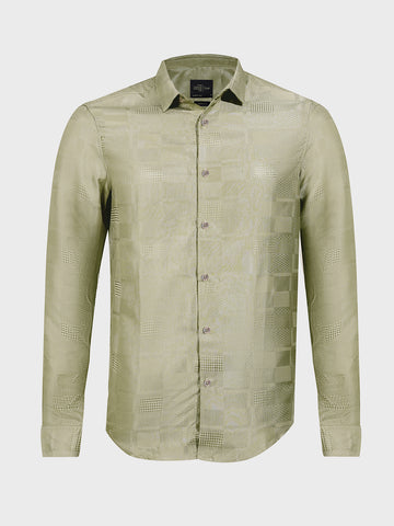 Men's Green Slim Fit Textured Casual Shirt