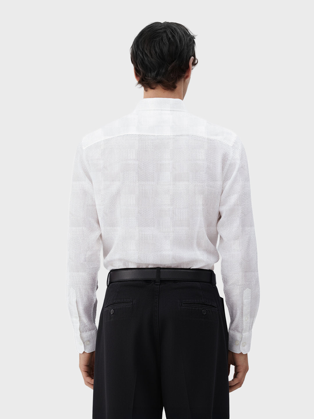 Men's White Slim Fit Textured Casual Shirt