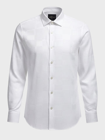 Men's White Slim Fit Textured Casual Shirt