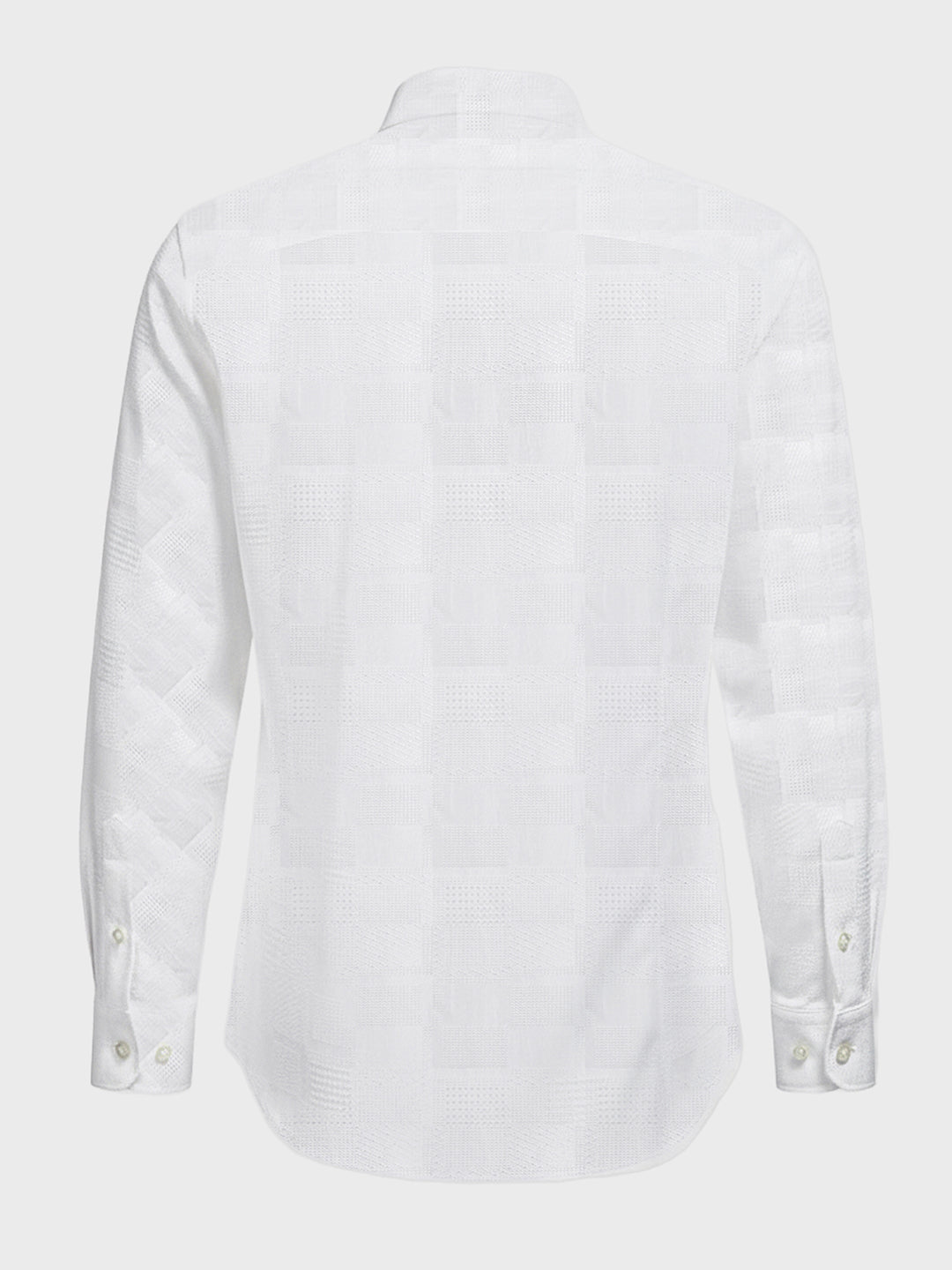 Men's White Slim Fit Textured Casual Shirt