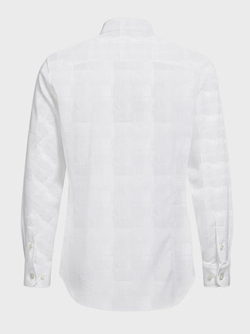 Men's White Slim Fit Textured Casual Shirt