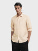Men's Beige Slim Fit Textured Casual Shirt