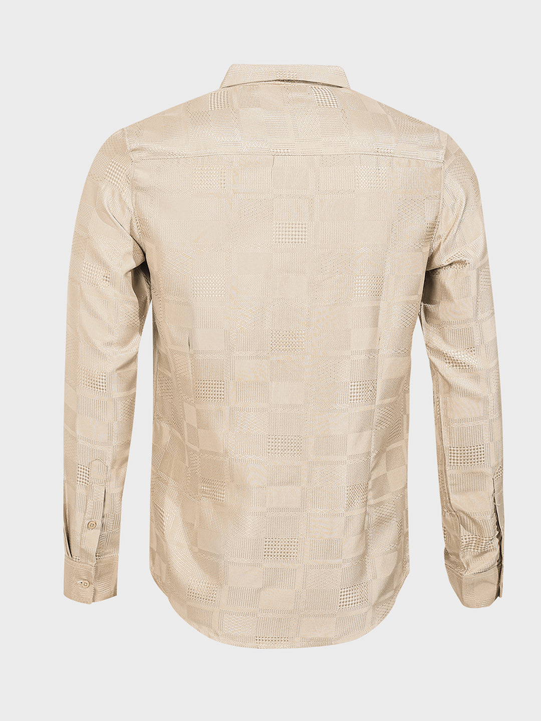 Men's Beige Slim Fit Textured Casual Shirt