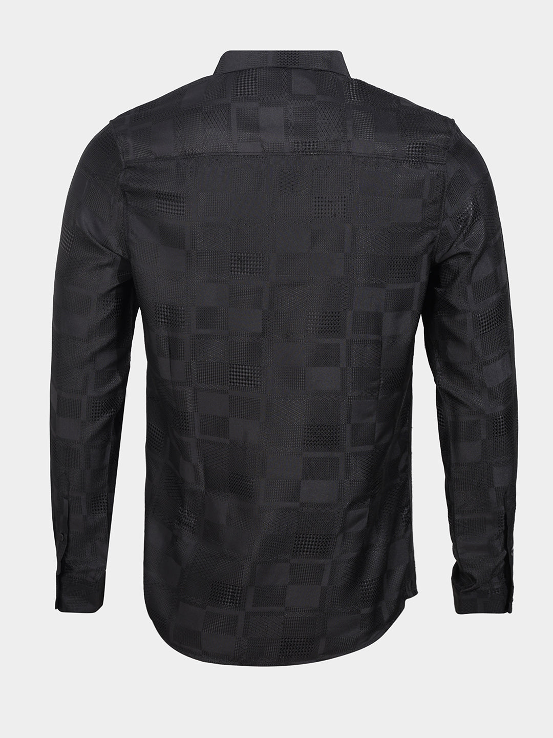 Men's Black Slim Fit Textured Casual Shirt
